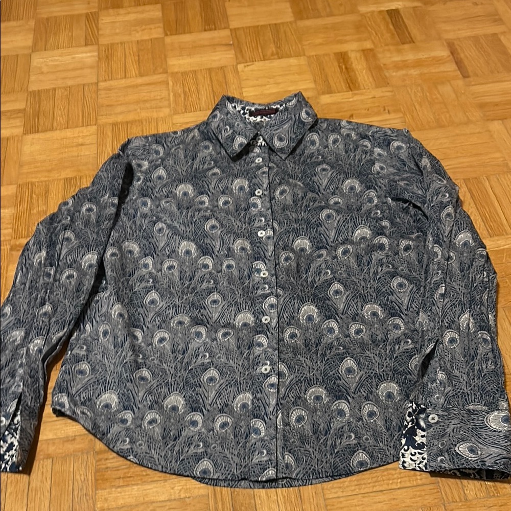 Liberty  art fabrics  Blue Patterned Shirt